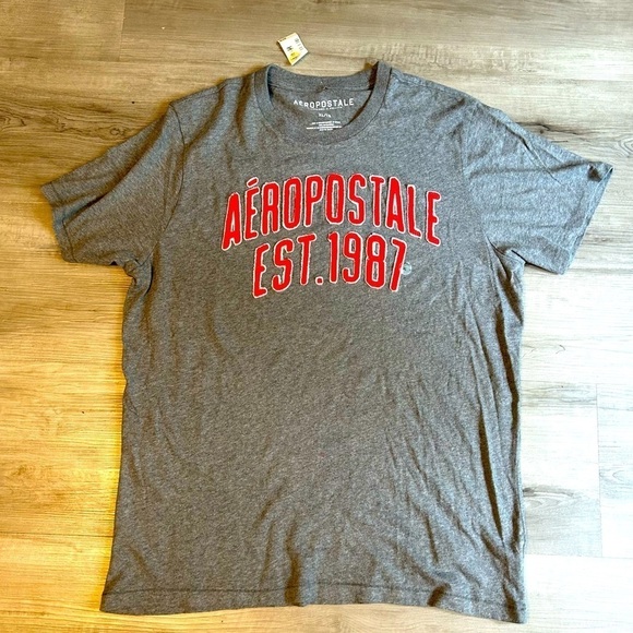 New with tags Aeropostale gray, short sleeve, crewneck T-shirt men’s XL - Picture 1 of 4